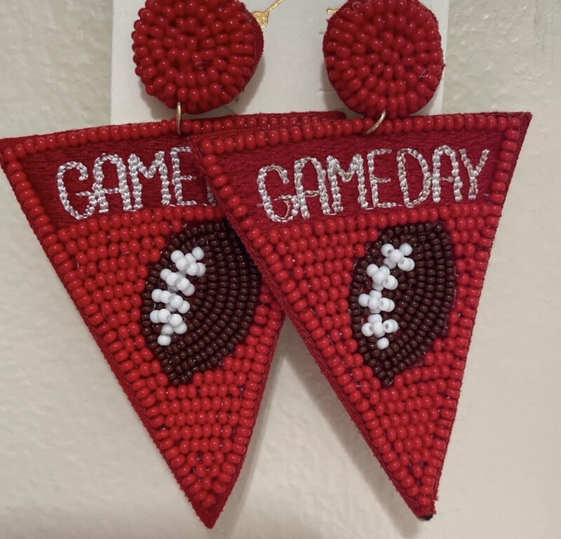 Red and White Game Day Earrings