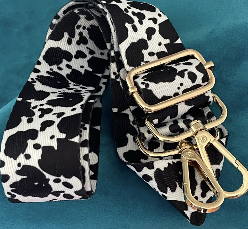 Black and White Cow Print Adjustable Purse Strap