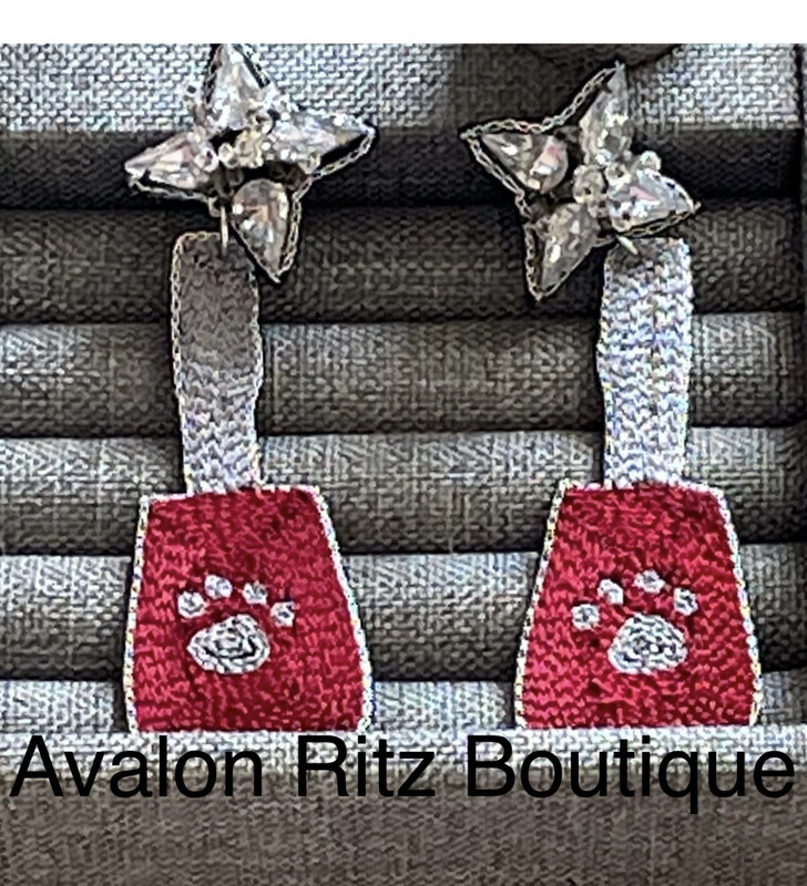 MSU Maroon and Silver Cowbell Earrings ~  Mississippi State