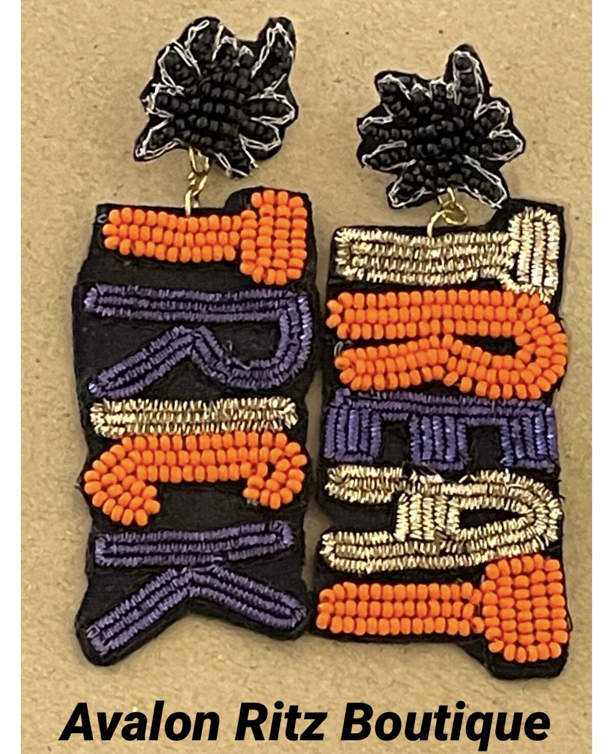 Halloween Beaded Spider Multicolor Trick Treat Earrings