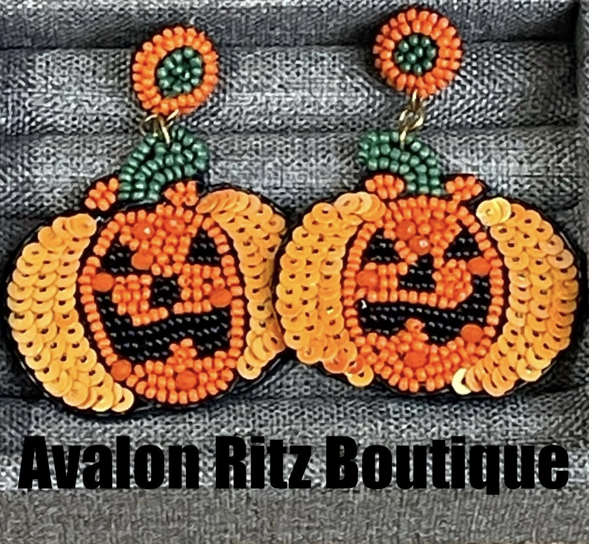 Halloween Pumpkin Beaded and Sequined Earrings