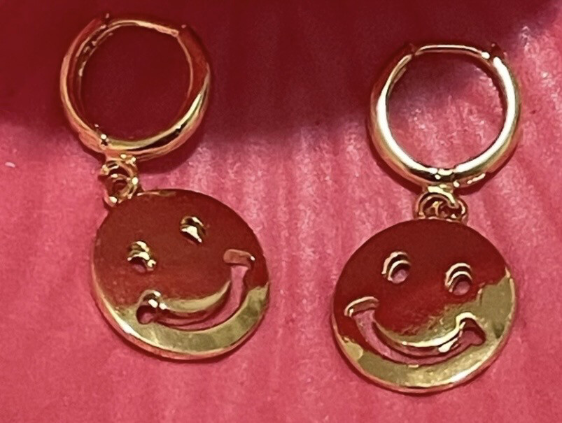Smiley Face Gold Earrings