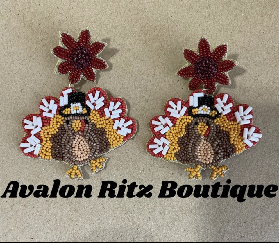 Thanksgiving Turkey Beaded Earrings