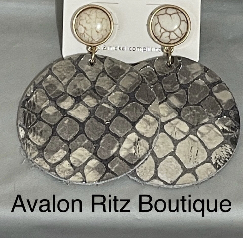 Madeline Silver Marble Earrings
