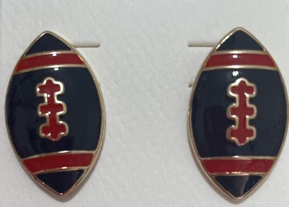 Red and Blue Football Earrings ~ Ole Miss