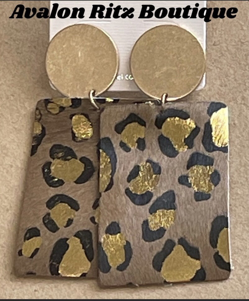Leather Gold Disc Earrings