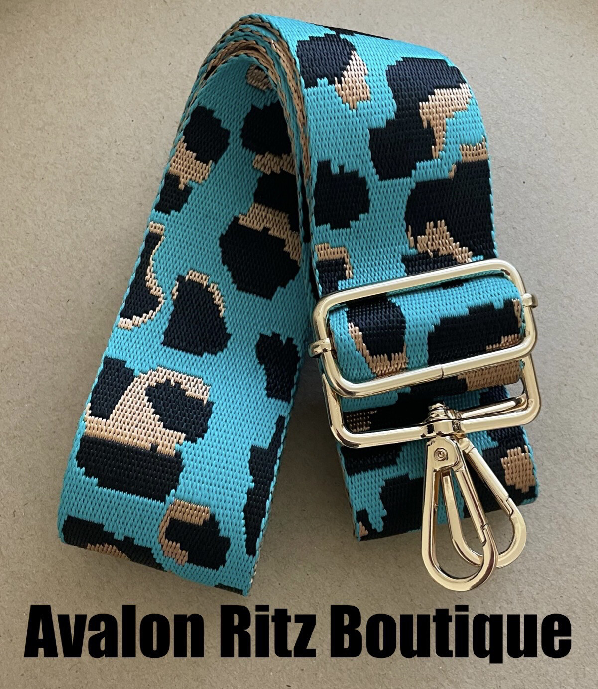 Adjustable Wide Turquoise Print Purse Strap