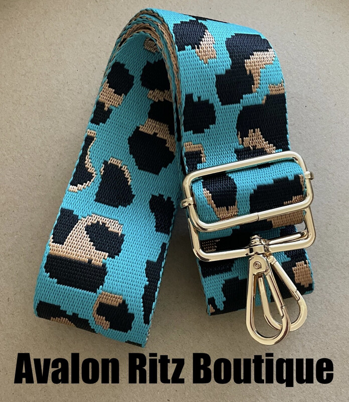 Adjustable Wide Turquoise Print Purse Strap