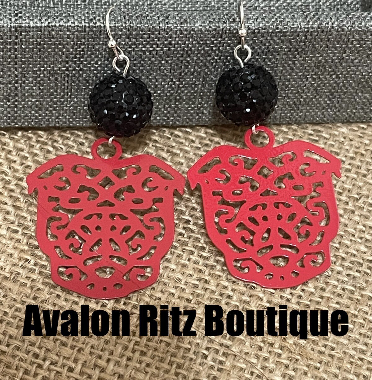 Red and Black Georgia Bulldogs Earrings