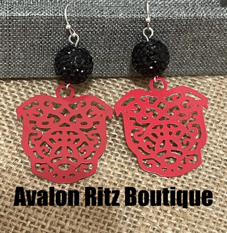 Red and Black Georgia Bulldogs Earrings