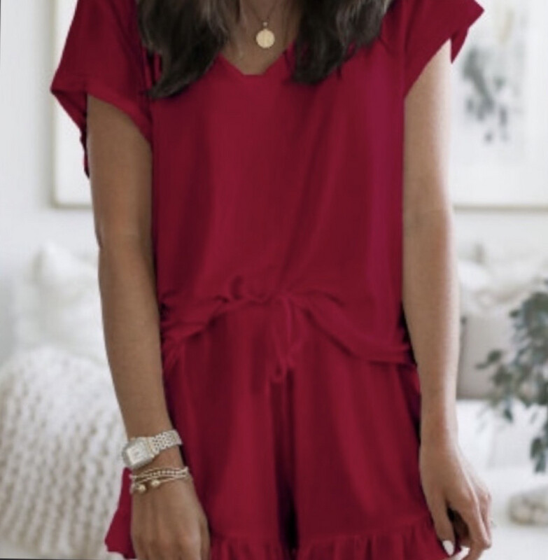 Isabella Red Loungewear Short Set
