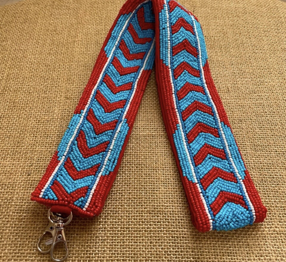 Red and Blue Beaded Purse Strap~ Ole Miss Hotty Toddy
