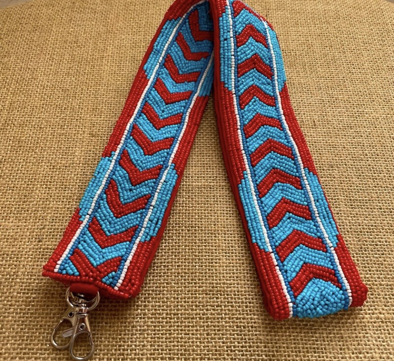 Red and Blue Beaded Purse Strap~ Ole Miss Hotty Toddy