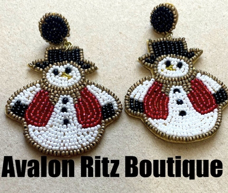Multi Beaded Snowman Earrings