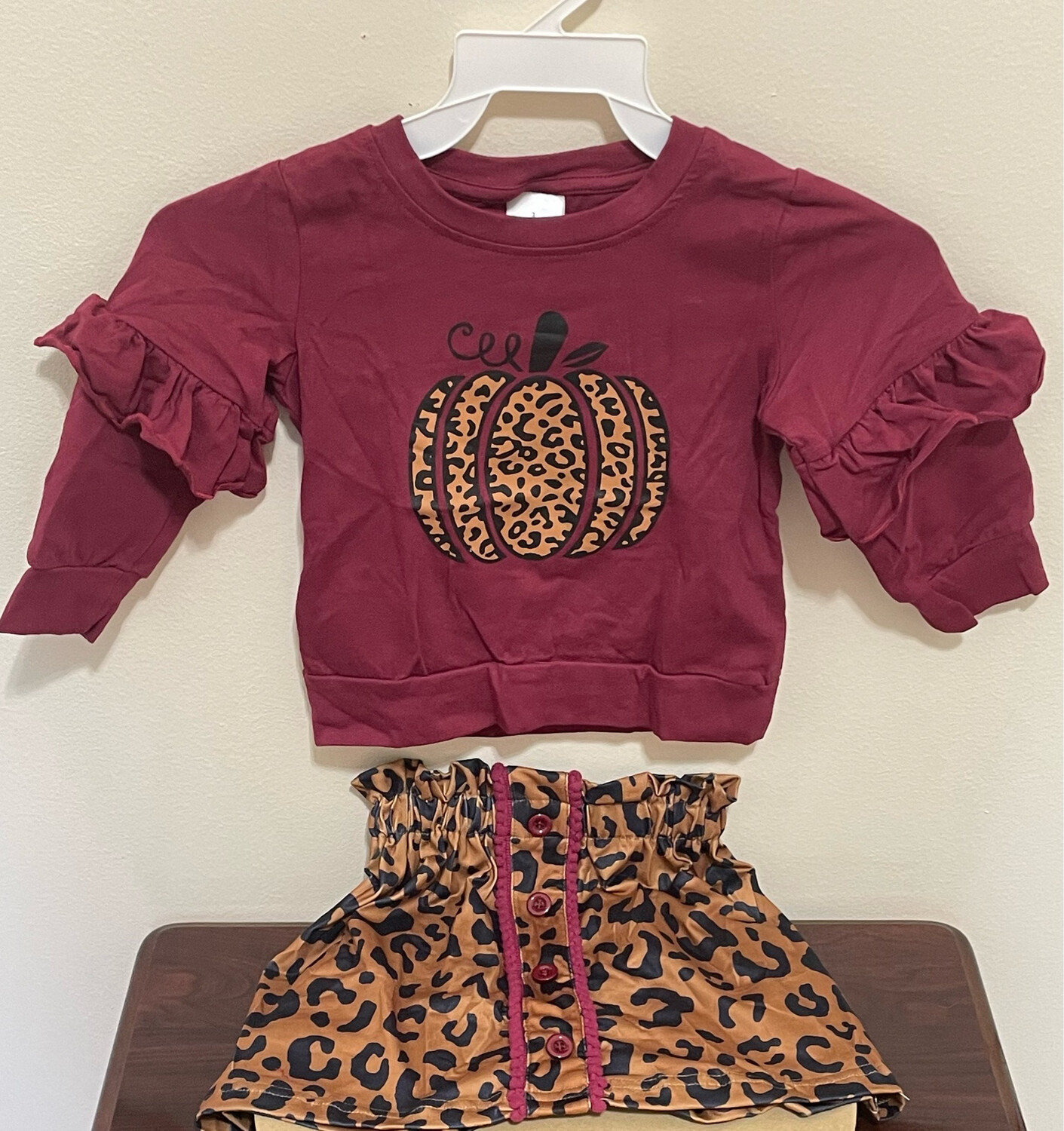 Leopard Print Pumpkin Skirt Set~ Size 3