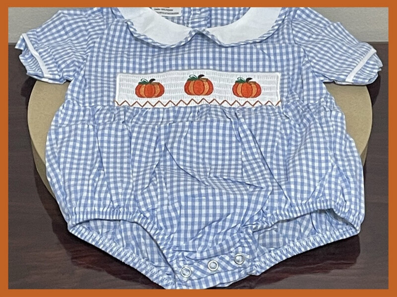 Smocked Pumpkin Bubble~Halloween 12 Month