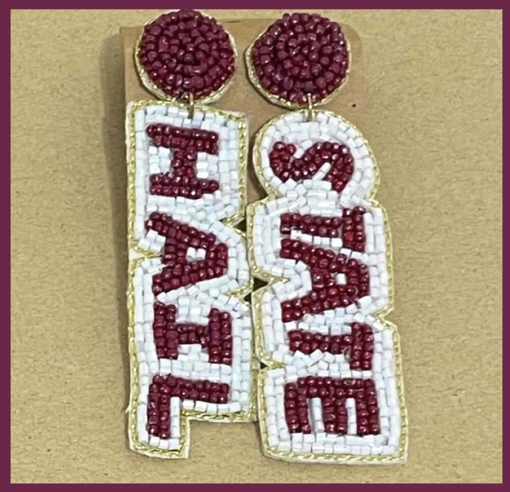 Mississippi State University HAIL STATE Beaded Earrings
