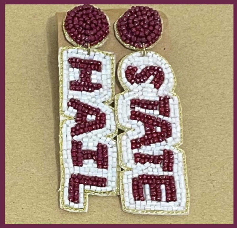 Mississippi State University HAIL STATE Beaded Earrings