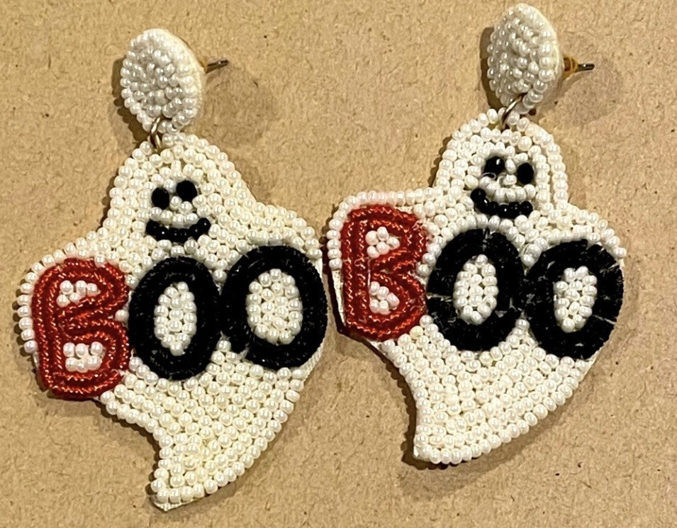 Halloween BOO Beaded Earrings