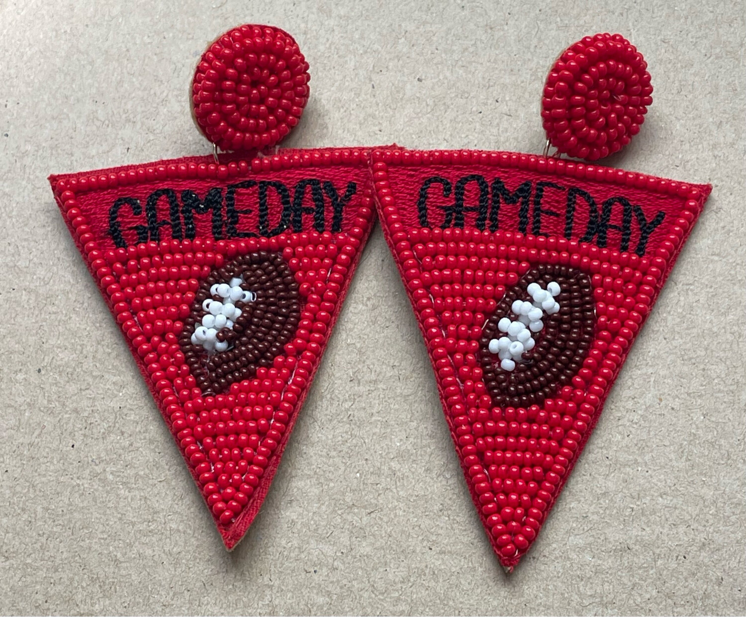 Red and Black Game Day Beaded Earrings~ Georgia Bulldogs