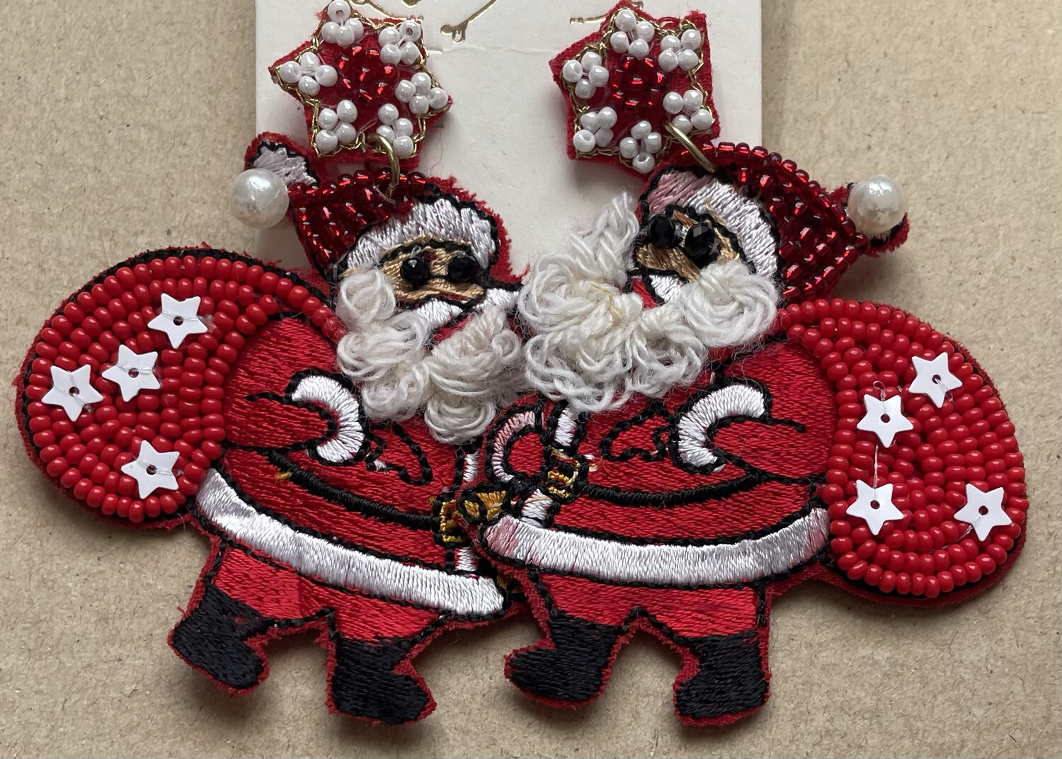 Christmas Santa Beaded Earrings