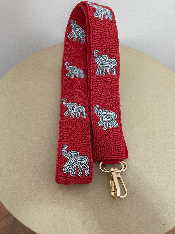 Alabama Elephant Beaded Purse Strap