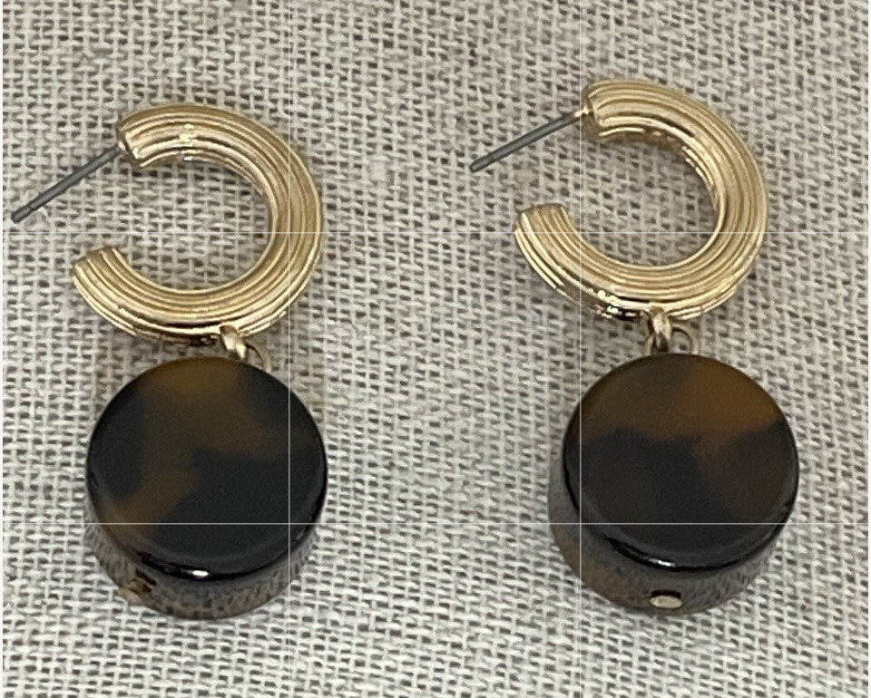 Swayze Gold Hoop Tortoise Earrings