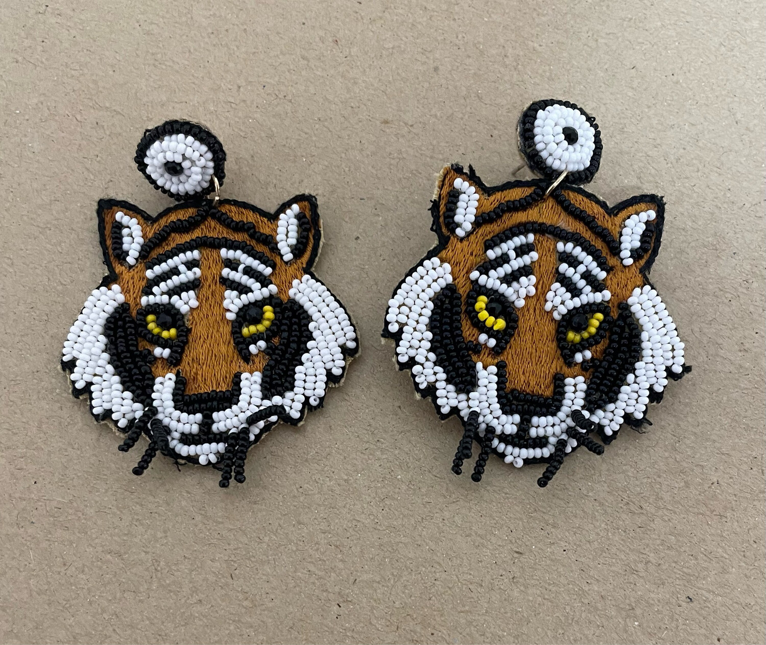 Tiger Beaded Earrings