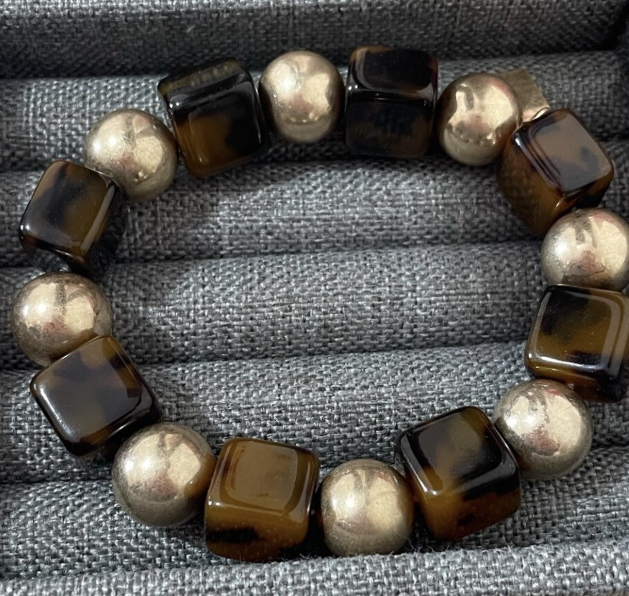 Swayze Tortoise Beaded Chunky Stretch Bracelet