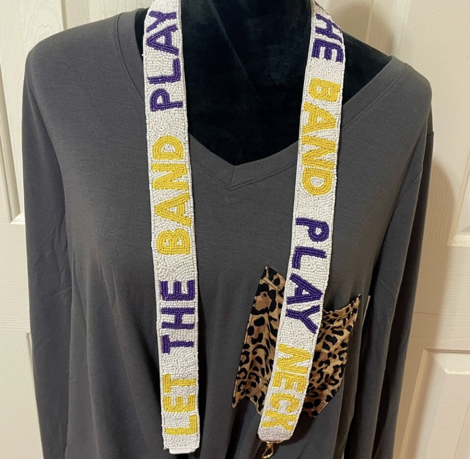 LSU Geaux Tigers Let The Band Play Neck Beaded Purse Strap