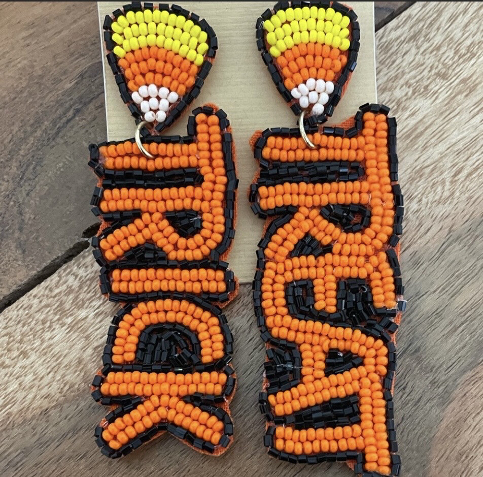 Halloween Trick or Treat Candy Corn Beaded Earrings