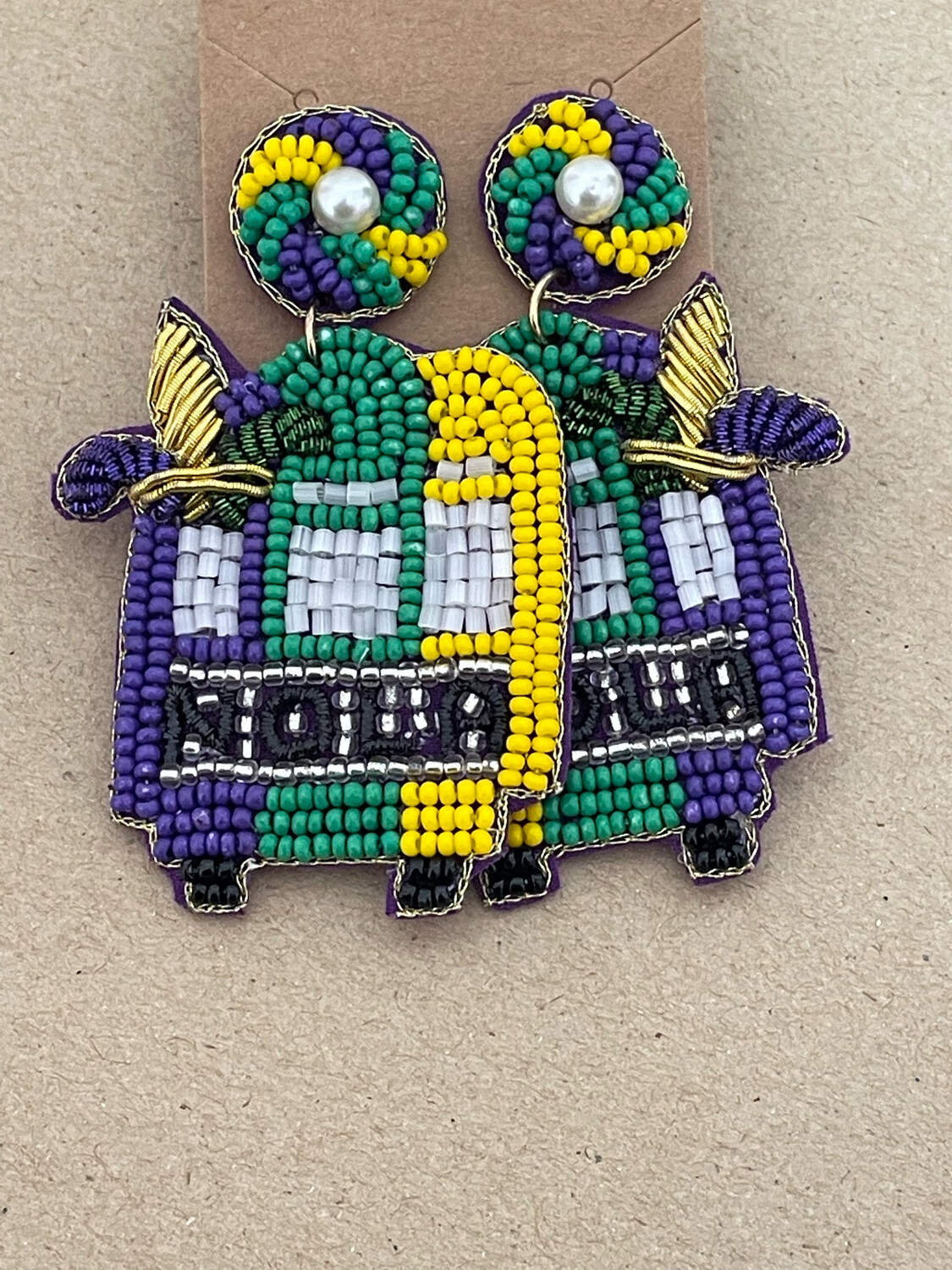 Mardi Gras Beaded Earrings