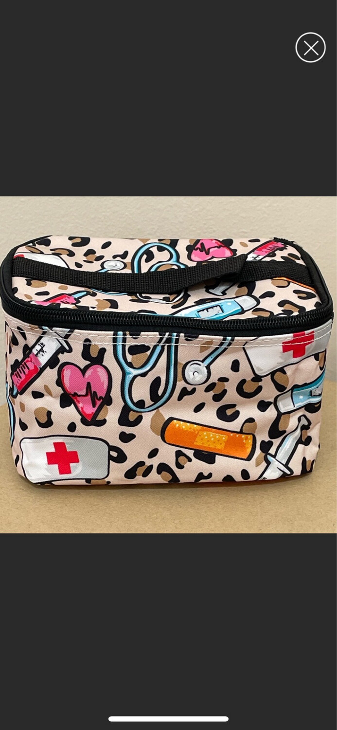 Leopard Print Multicolor Nurse Cosmetic Makeup Bag