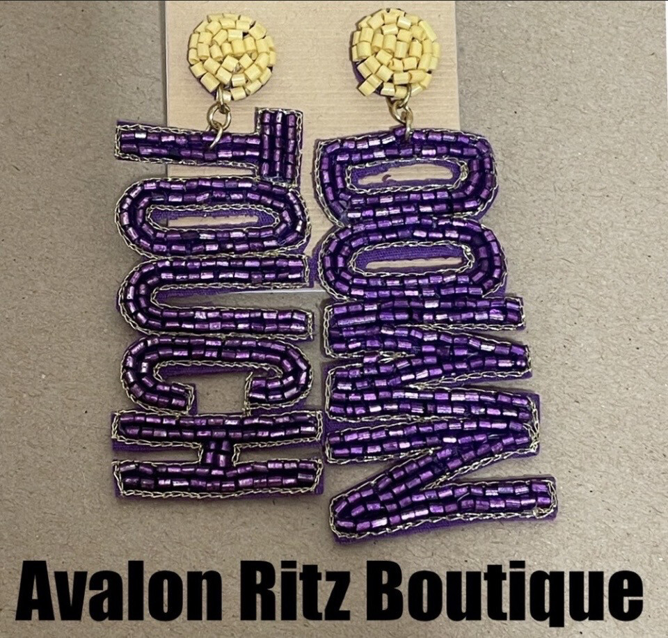 LSU Beaded Touchdown Earrings Game Day