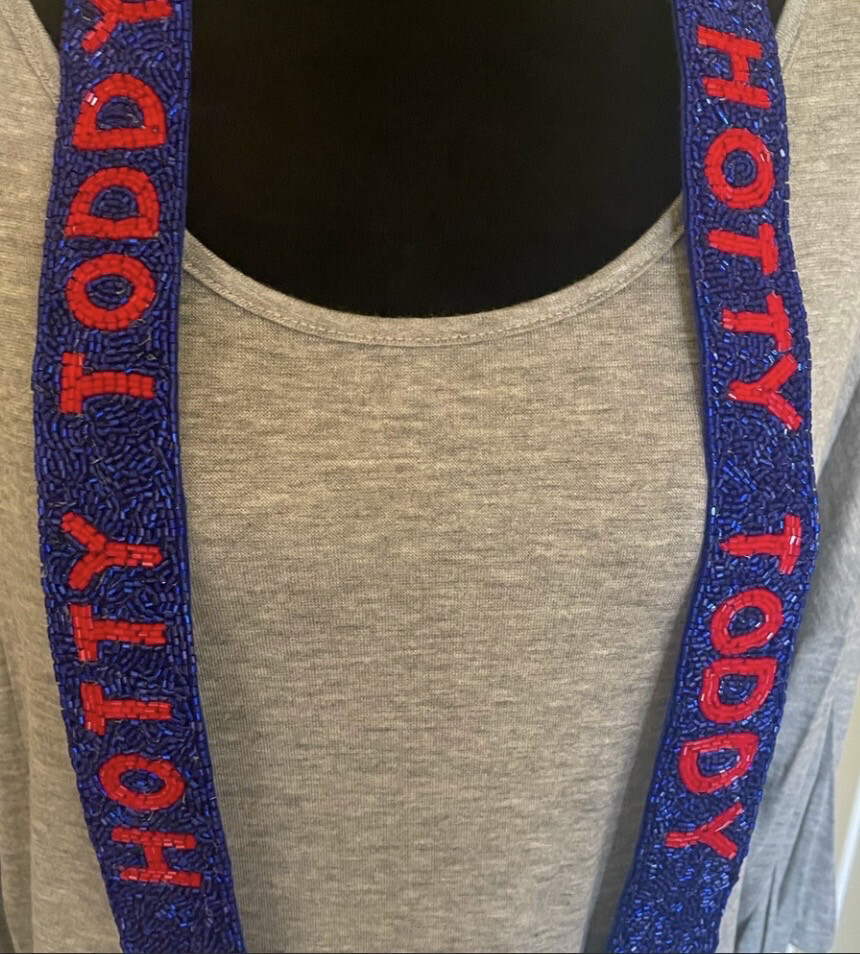 Ole Miss Hotty Toddy Blue and Red Beaded Purse Strap