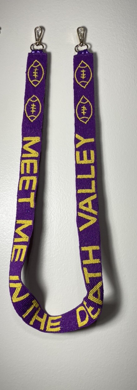LSU Geaux Tigers Meet Me In The Death Valley Beaded Purse Strap
