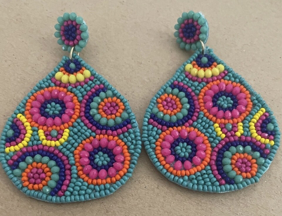 Caroline Multicolor Beaded Teardrop Earrings