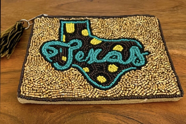 Mollie Turquoise Texas Beaded Coin Case