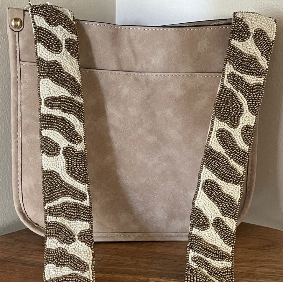 Ann Marie Gold Zebra Print Beaded Purse Strap