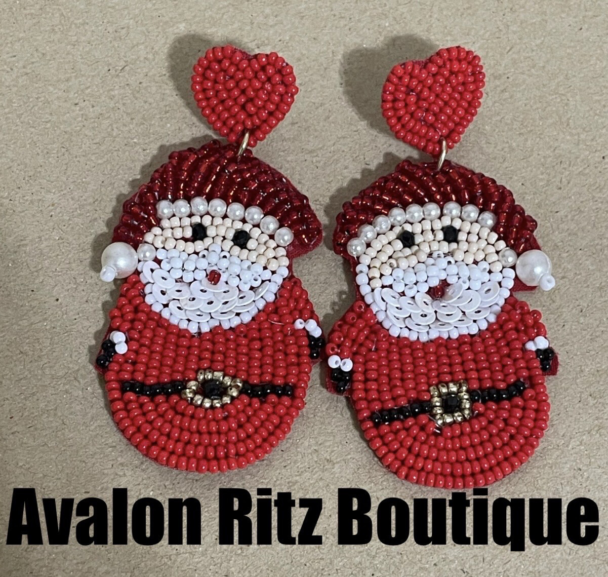 Christmas Love Santa Beaded Earrings