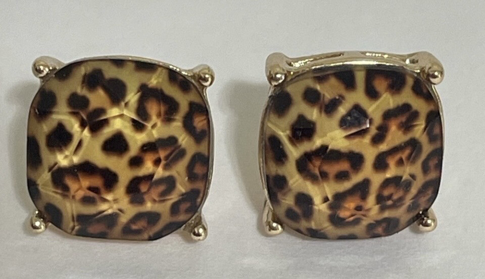 Juliette Leopard Cushion Cut Earrings