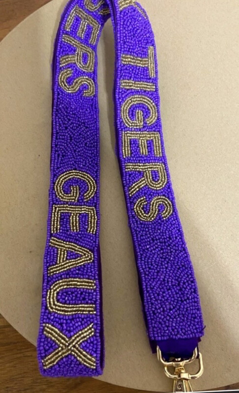 LSU Geaux Tigers Purple Gold Beaded Purse Strap Game Day