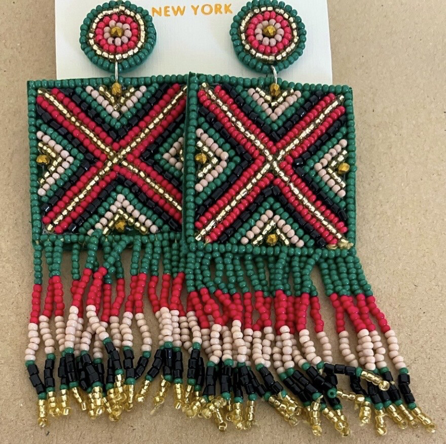 Alexis Multicolor Beaded Fringe Earrings