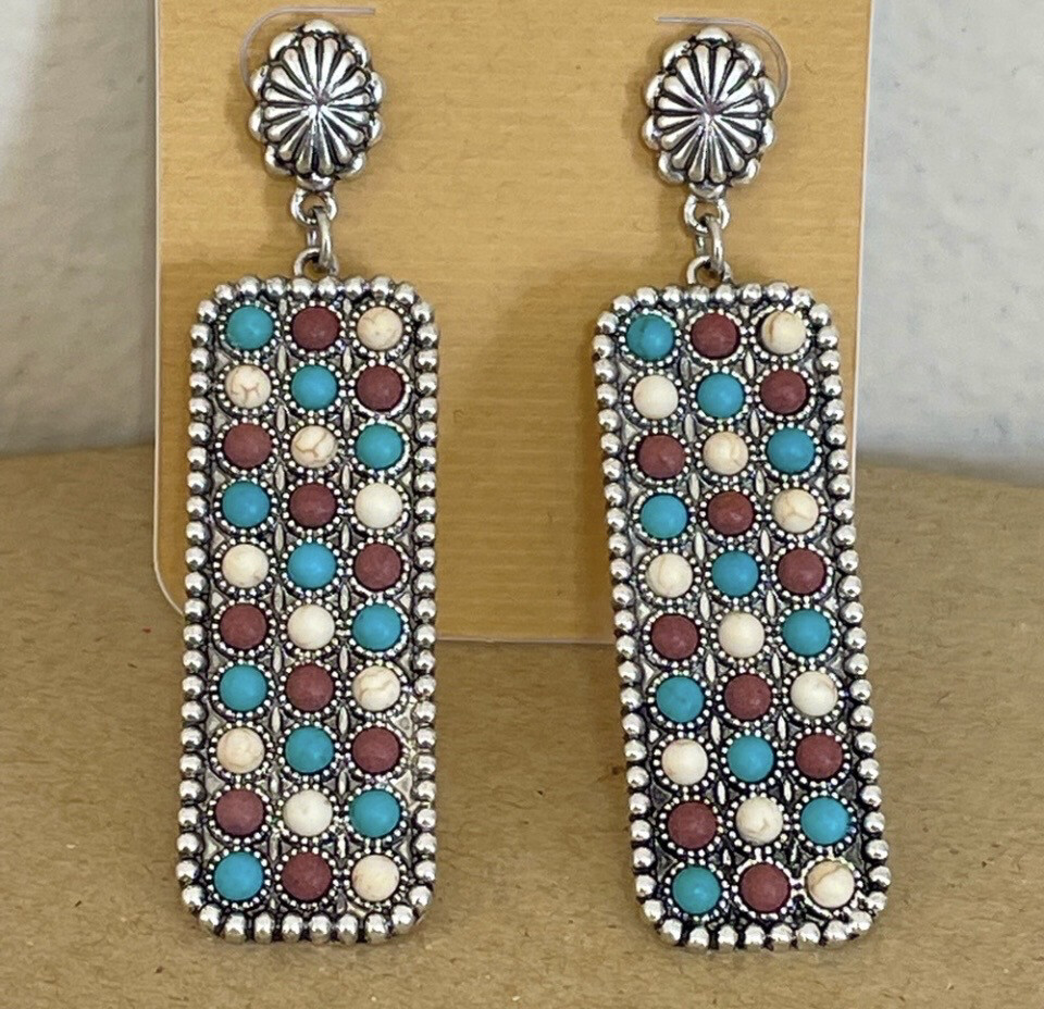 Alexandra Boho Silver Multicolor Earrings