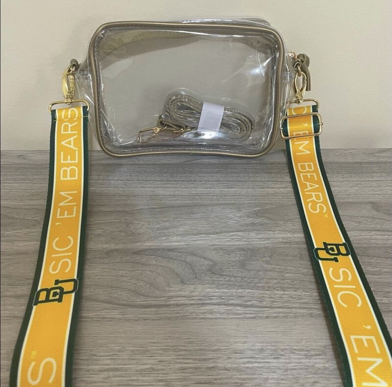 Baylor University Sic’Em Bears Clear Crossbody Purse Detachable Adjustable Reversible Purse Strap Game Day