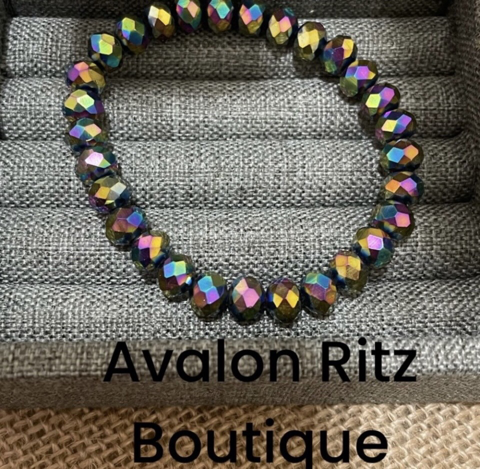 Iridescent Multicolor Beaded Stretch Bracelet