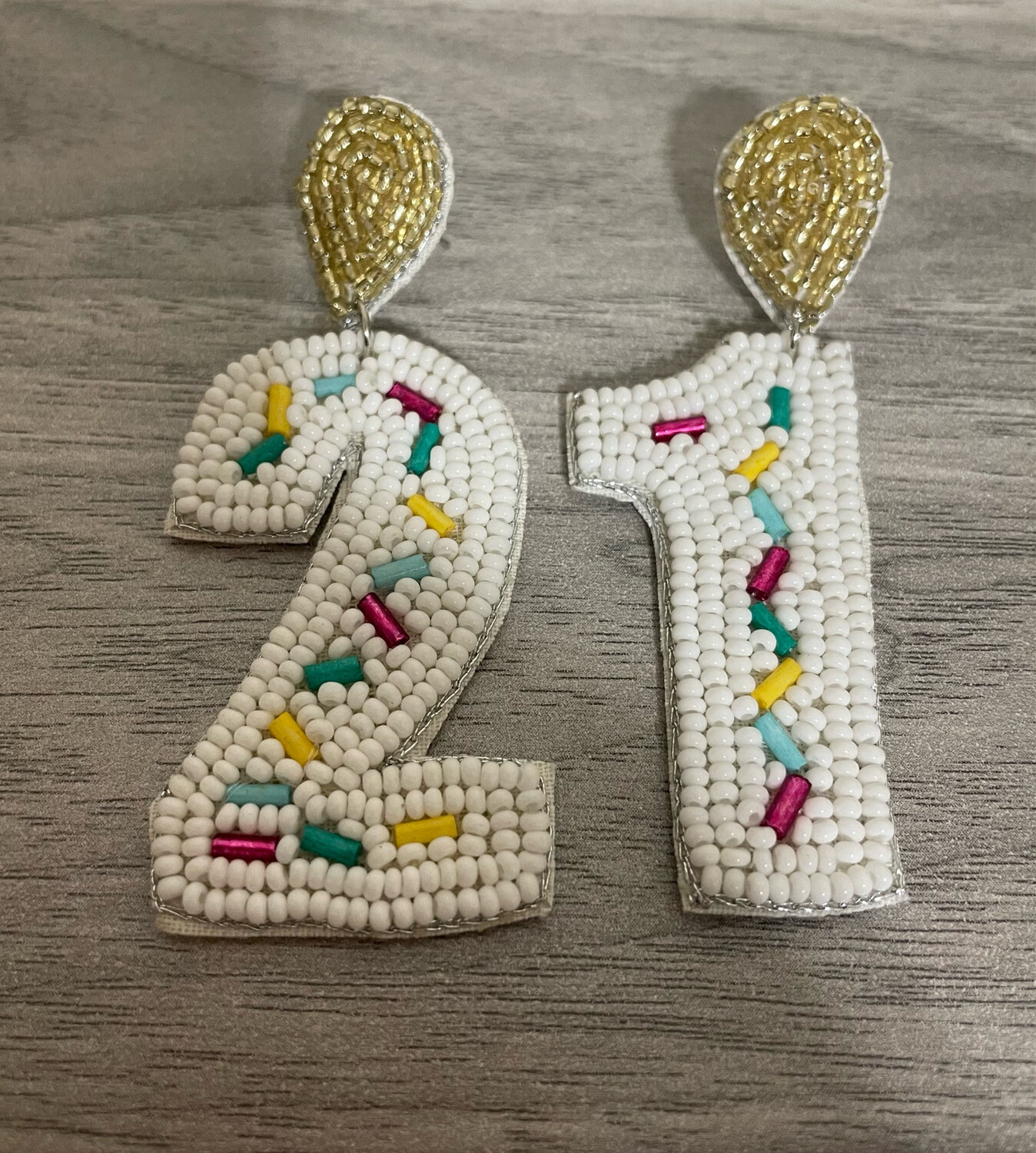 Meagan Multicolor Beaded 21 Birthday Earrings