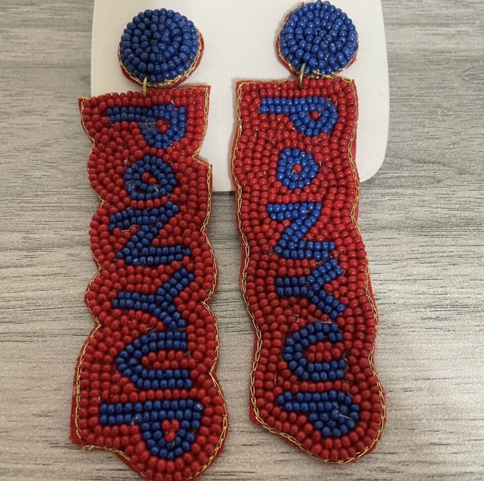 SMU Southern Methodist University PONY UP Beaded Earrings