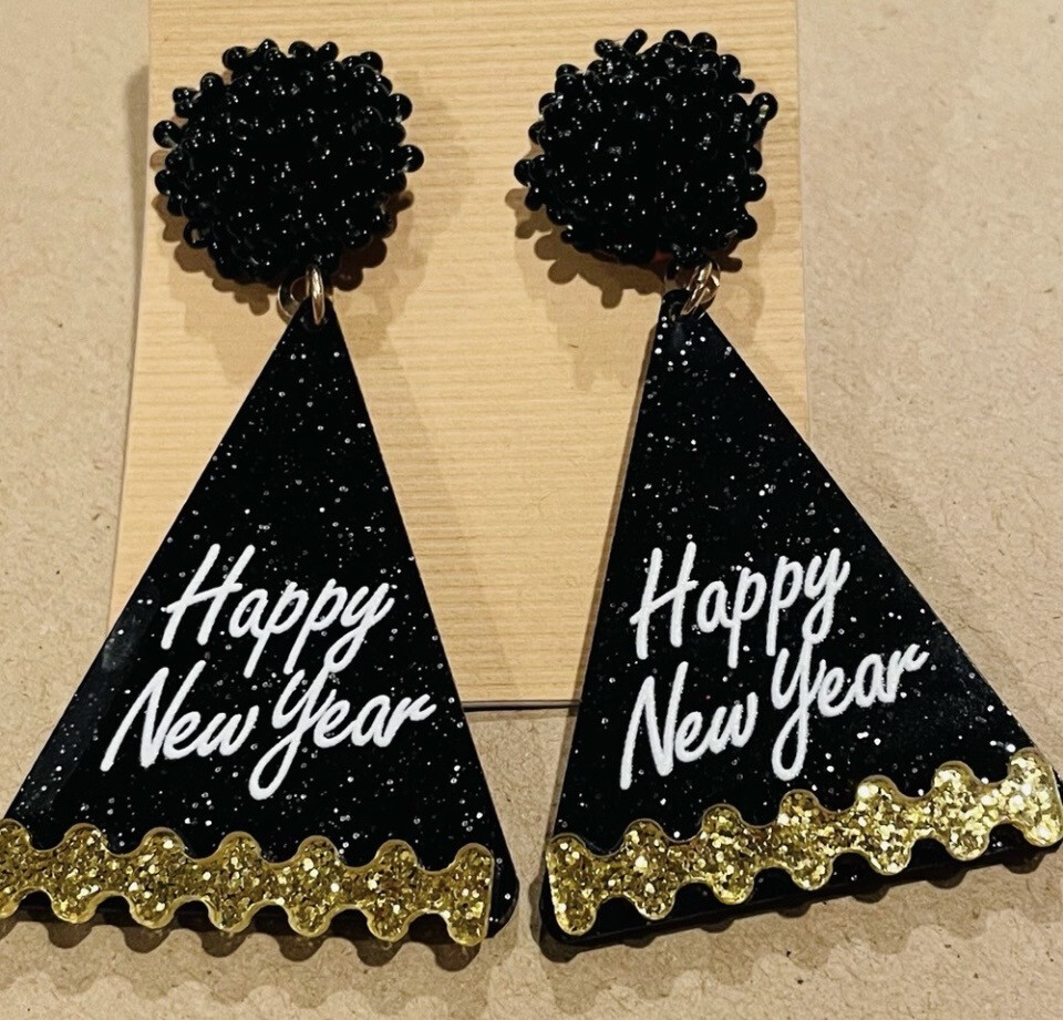 Happy New Year Party Hat Earrings