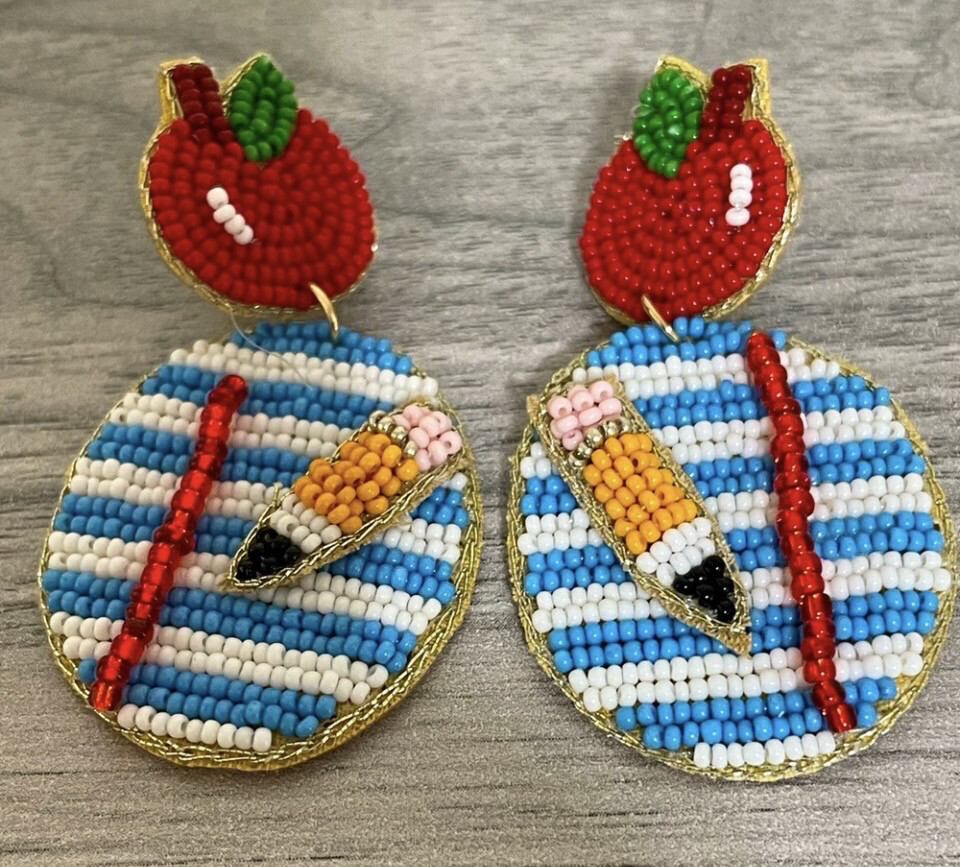 Multicolor Beaded Teacher Earrings